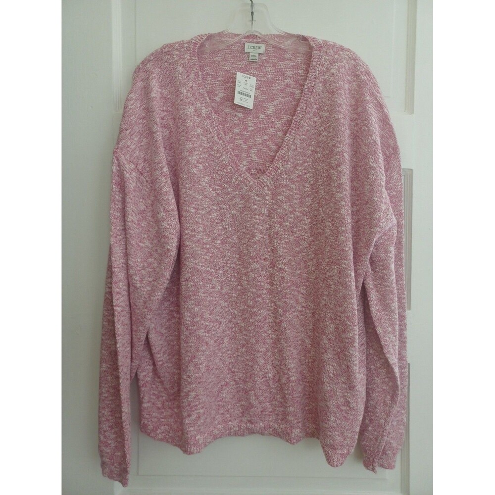 J. Crew pink marled Vneck sweater womens XXL NEW lightweight oversized layering
